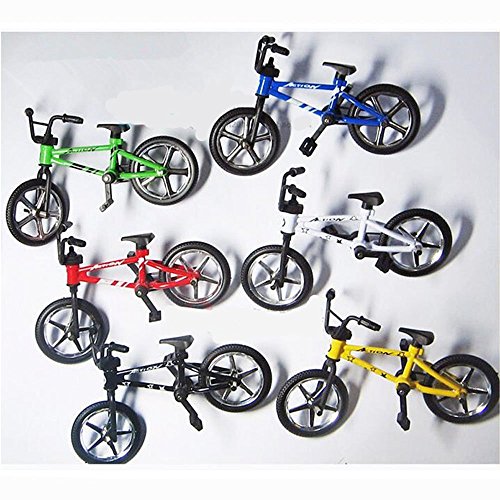 OWIKAR 4.9" Mini Alloy Finger Bikes Functional Finger Mountain Bike BMX Fixed Bicycle Novelty Toys Game for Kids Boys Girls Red Blue Yellow Green Random Color