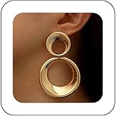 Sttiafay Punk Hollow Circle Dangle Earrings Double Circle Hoop Stud Earrings Large Gold Circle Drop Earrings Exaggerated Circle Hoop Earrings Jewelry for Women