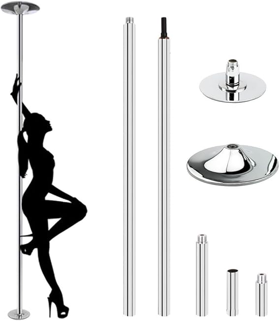 amzdeal Barre de Pole Dance en Acier Diamètre 45mm XPole XPert Barre, Mode Statique et
