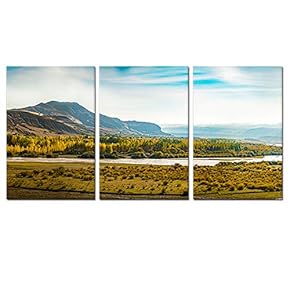 3 Panel Canvas Wall Art Lake Mountain Landscape Canvas Prints Painting Wall Decor for Living Room Wooden Framed Home Decorations - 16"x24" x 3 Panels