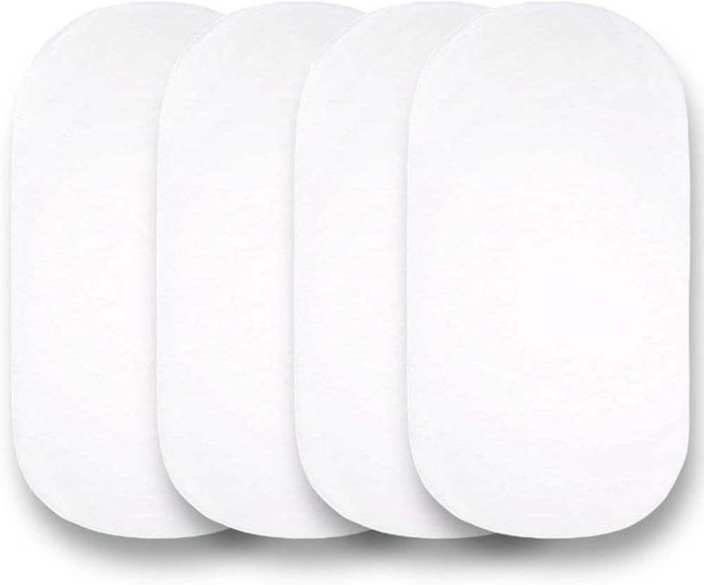 Sasma Home 4 x Moses Basket Fitted Sheets 100% Cotton White 75x35 cm
