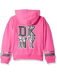 DKNY - Sudadera con capucha de lentejuelas para niña
