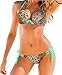 Indrah Sexy Women Girl Lady Leopard Swimsuit Swimwear Padded Bikini Push Up Green Lepord (us size 2-4 ), s