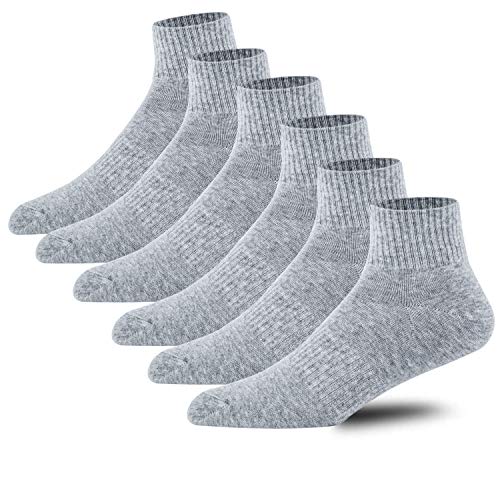 POSHDIVAH Cotton Ankle socks For Men Athletic Running Socks 6 Pack Grey Large - Thumbnail 5