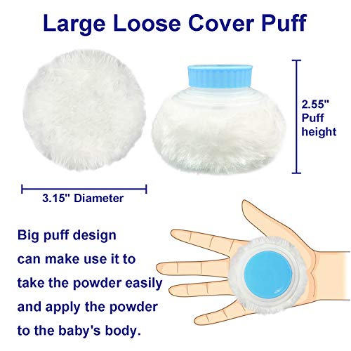 Storage Body Powder Container, Large 3.15" Fluffy Body After-bath Powder Case, Baby Care Face/Body Villus Powder Puff Box, Makeup Cosmetic Talcum Powder Container with Hand Holder (Blue) - Thumbnail 5