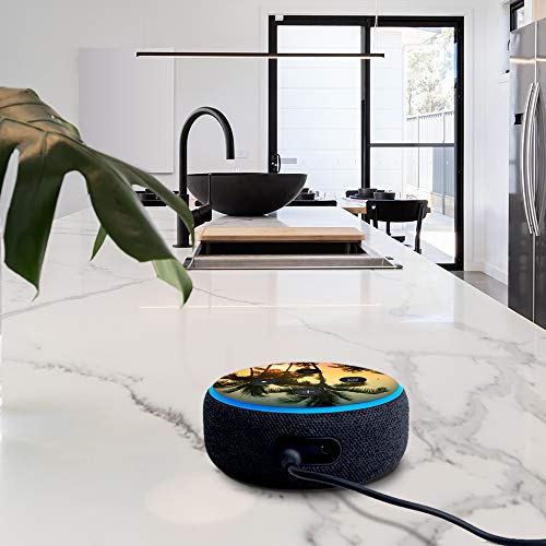 Palm Tree Sunset - Vinyl Decal Skin Compatible with Amazon Echo Dot 3rd Generation Alexa - Decorations for Your Smart Home Speakers, Great Accessories Gift for mom, dad, Birthday, Kids