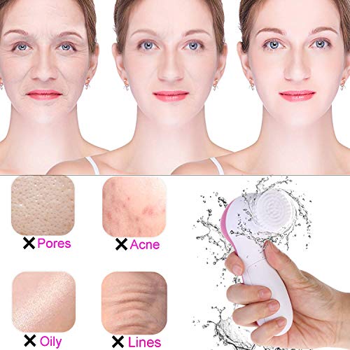 Facial Cleanser Brush, Brush Head 5 in 1 Cleanser Face Wash Facial Soft Cleansing Electric Massager