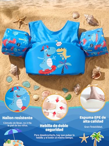 CALISTALEE Chaleco Salvavidas para Niños,Chaleco de Natación Infantil con Correas de Seguridad Ajustables,Flotadores de Natación Seguridad para 3 a 7 Años(22-55 lbs),Ideal para Piscina,Parque,Playa