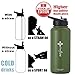 The Flow Insulated Water Bottle Large 32oz Stainless Steel Vacuum Flask With Wide Mouth Straw Lid, Coffee Flip Lid and Carabiner, Double Wall Sports Travel Tumbler (Olive Green, 1L)