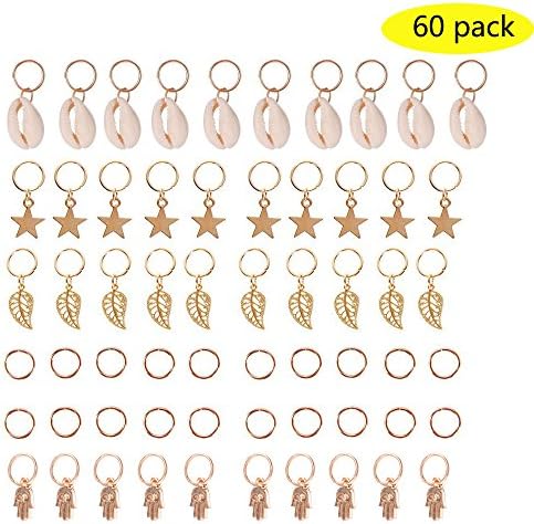 SoEasy 60 Pack Gold Ring Shell Hands Leaves Star Pendant Hair Clip Set Headband Hair Accessories