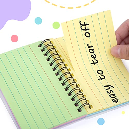 Koogel 500PCS Ruled Index Cards with Covers, 10 Pads Neon Index Cards with Spiral Colorful Flash Cards for Office School Learning Memory
