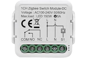 MHCOZY 1 Channel DC 12V 24V AC 100-240V Tuya Smart Life app Dry Contact Zigbee Smart Relay Switch Module,Work with Alexa Google Home