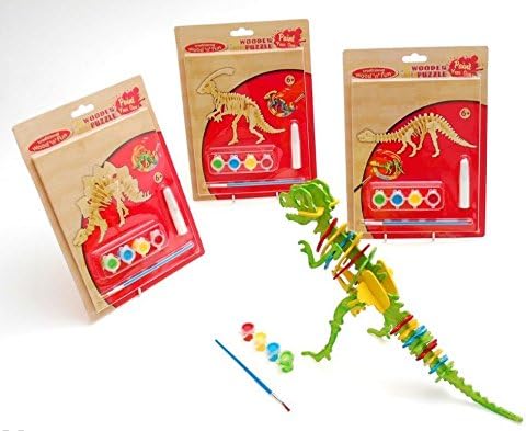 Wood 'N' Fun - Paint Your Own 3D Wooden Puzzle - RANDOM DINOSAUR - ACKD10041 - Ackerman