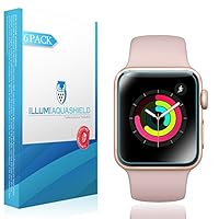 Apple Watch Screen Protector 38mm [6-Pack], (Series 3/2/1 Compatible) ILLUMI AquaShield Full Coverage Screen Protector for Apple Watch HD Anti-Bubble Film Military-Grade Self-Healing UV-Resistant