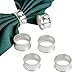 Derker Set of 12 Beaded Round Napkin Rings for for Wedding, Party, Holiday, Dinner (12pcs Silver)