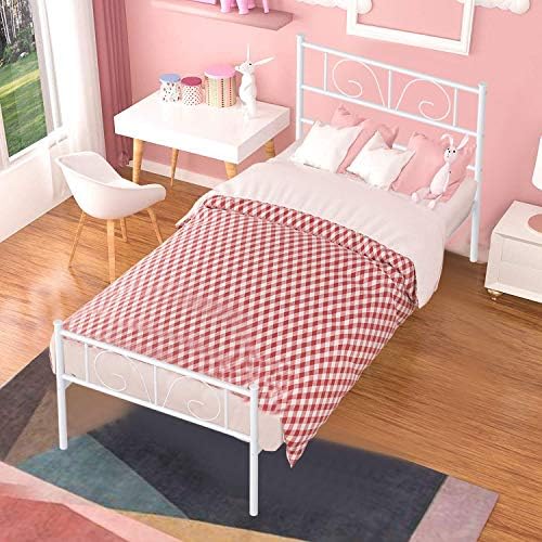 Toddler Bed Frame Single Metal Bed Platform Twin Size Mattress Foundation With Headboard Footboard No Box Spring Needed