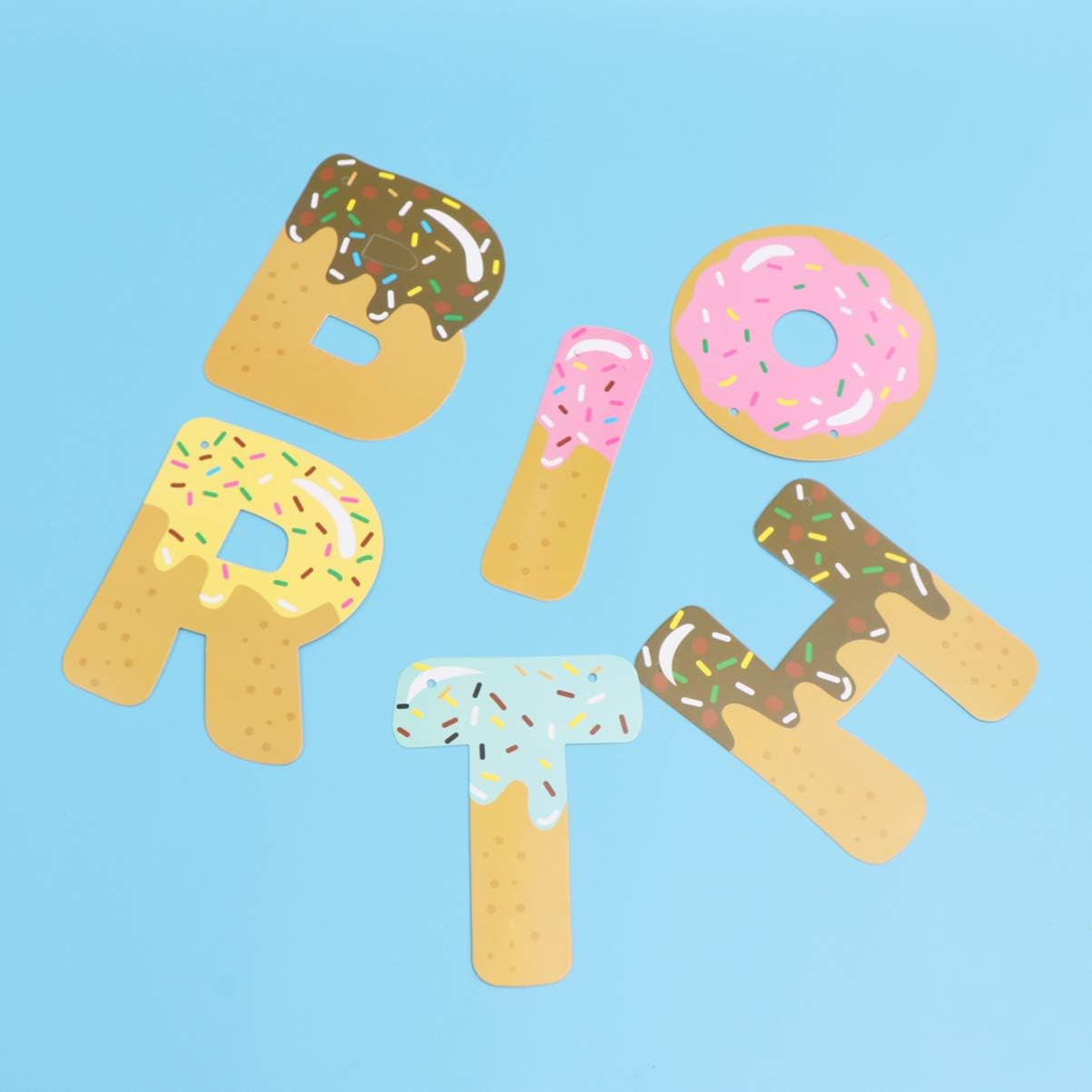 Amosfun 1pc Happy Birthday Donut Banner Letter Hanging Banner Doughnut Party Decoration for Valentines Day Children Birthday Baby Shower Party Decoration - Image 3