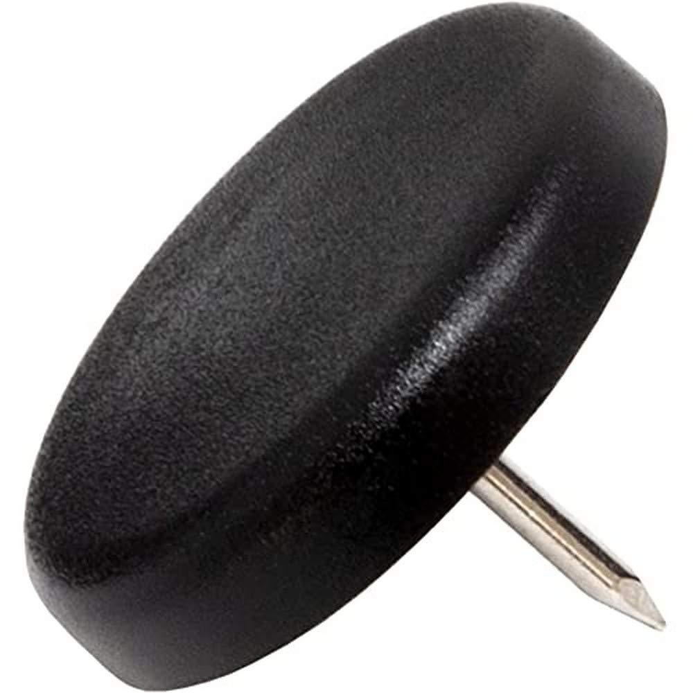 Adsamm® / 32 x Glides in plastic with nail | Ø 1,18'' (Ø 30 mm) | black | round | Premium quality furniture sliders with nail by Adsamm®