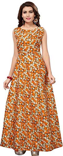 sanjana collection women's benglori satin printed semi-stitched gown