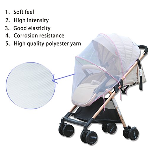 Baby Mosquito Net for Strollers,Cradles,Car Seats,Carriers, Full Cover Universal Insect Mesh Netting Shield Canopy Fits Most Cribs,Bassinets,Playpens by Shellvcase - Thumbnail 4