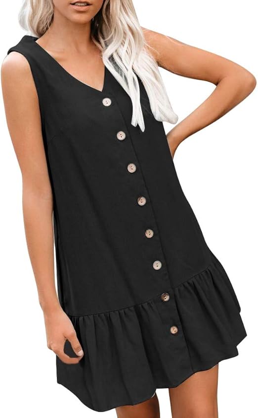 Amazon Com Iyyvv Womens Fashion Sleeveless Button Pocket Solid