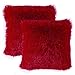 MIULEE Pack of 2 Luxury Faux Fur Throw Pillow Cover Deluxe Winter Christmas Decorative Plush Pillow Case Cushion Cover Shell for Sofa Bedroom Car 18x18 Inch Red