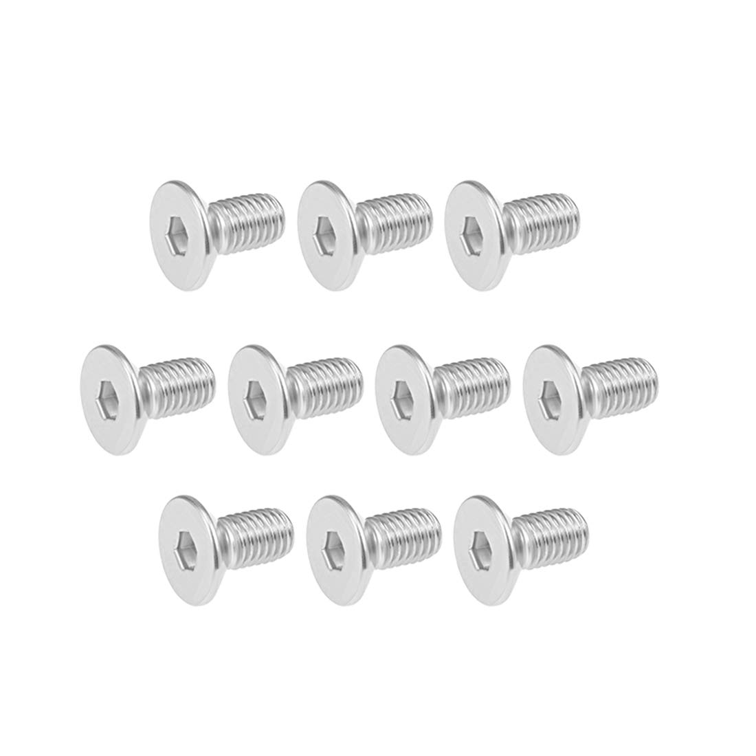 sourcing map M8x16mm Flat Head Machine Screws Inner Hex Screw 304 Stainless Steel Fasteners Bolts 10Pcs