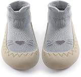 Exemaba Toddler Sock Shoes Baby First Walking Shoes Blue Cat 6-12M