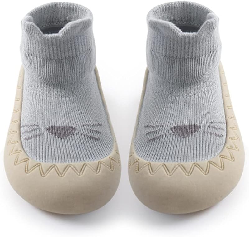 Exemaba Toddler Sock Shoes Baby First Walking Shoes Blue Cat 6-12M