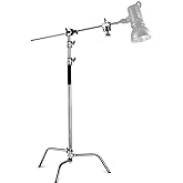 NEEWER Pro 100% Stainless Steel Heavy Duty C Stand with Boom Arm, Max Height 10.5ft/320cm Photography Light Stand with 4.2ft/