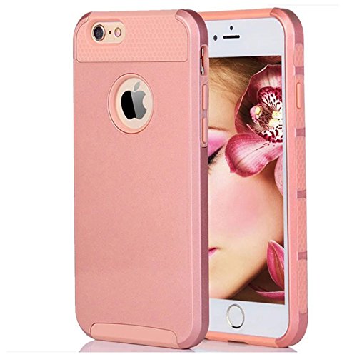 iBarbe iphone 6 plus Case,iphone 6s plus Case,2 in 1 Shock-Absorption Cover Anti-Scratch Rubber Plastic Heavy Duty Protection Slim Hard case for iPhone 6/6s plus (5.5") - rosegold