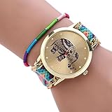 New Brand Handmade Braided Elephant Friendship Bracelet Watch Geneva Watch Ladies Quarzt Watches