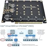 NFHK 4X NVME M.2 AHCI to PCIe 3.0 x16 RAID Card with Fan view 4