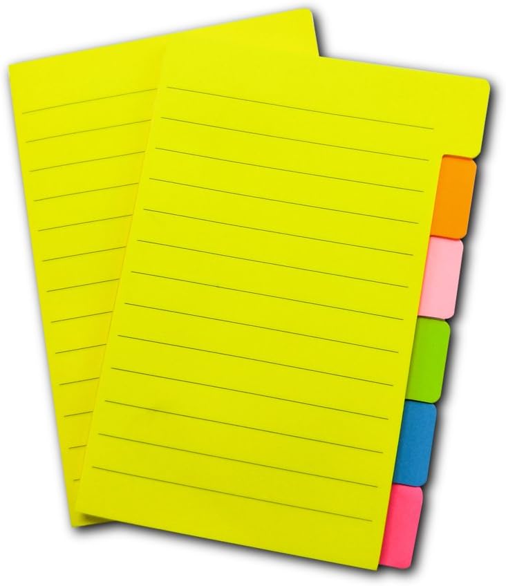Sticky Notes 4 x 6 Inches,66 Ruled Notes, Assorted Neon Colors, 2 Pads