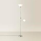 MiniSun Modern Brushed Chrome 2 Way Floor Lamp with LED Bulbs