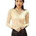 Icibgoods Lady Spring Crochet Lace Long Sleeved Office Shirt - Large - Apricot
