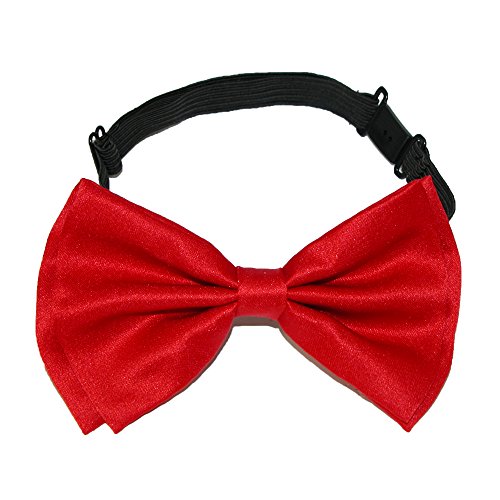 CTM Men's Solid Bow Tie with Suspender Set, Solid Red Set