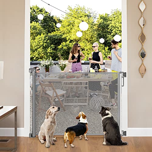 HEELALBABY Retractable Baby Gates 35" Tall, Extends to 65" Wide, Grey