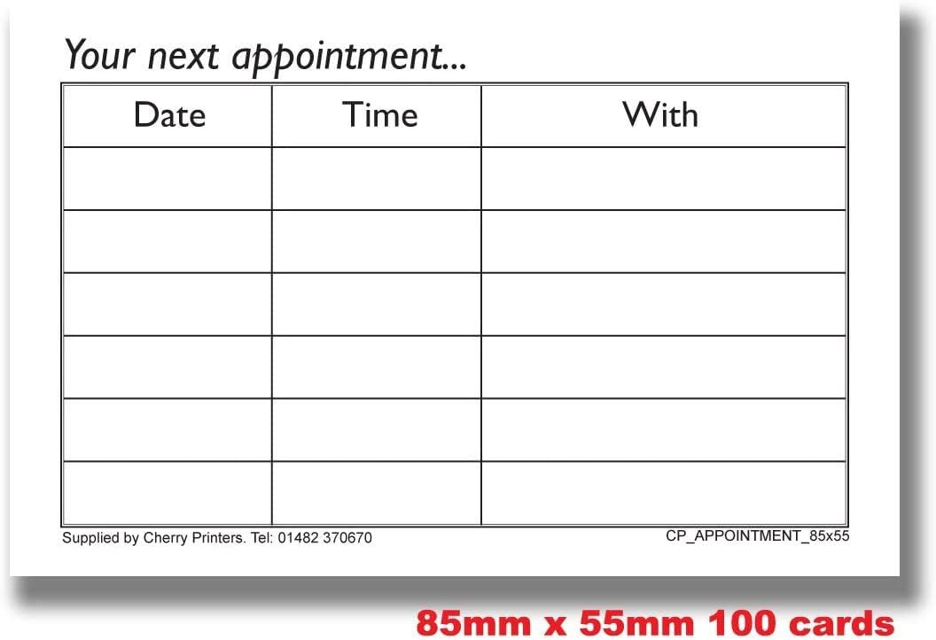 Cherry Appointment Cards x 150-350gsm - 85mm x 55mm in Box, Black - Image 3