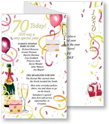 Simon Elvin Biglietto Per Auguri Di Compleanno 70 Anni Per Le Nate Nel 1945 Colore Rosa In Lingua Straniera Amazon It Casa E Cucina