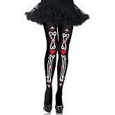TC.ES Day of The Dead Skeleton Tights Dia De Los Muertos Legging with Feet, Halloween Zombie Costume Skull Stocking Socks