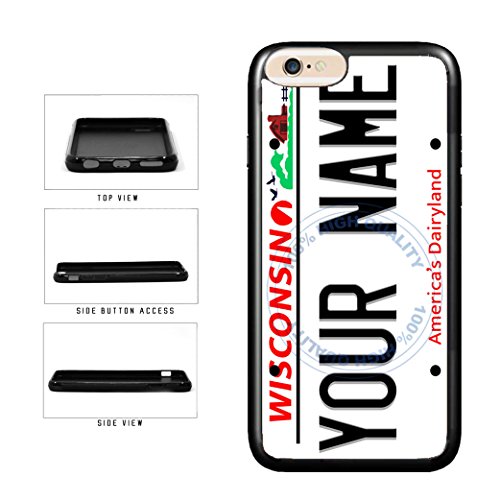 BleuReign(TM) Personalized Custom Name Wisconsin State License Plate TPU Rubber Silicone Phone Case Back Cover for Apple iPhone 8 and iPhone 7