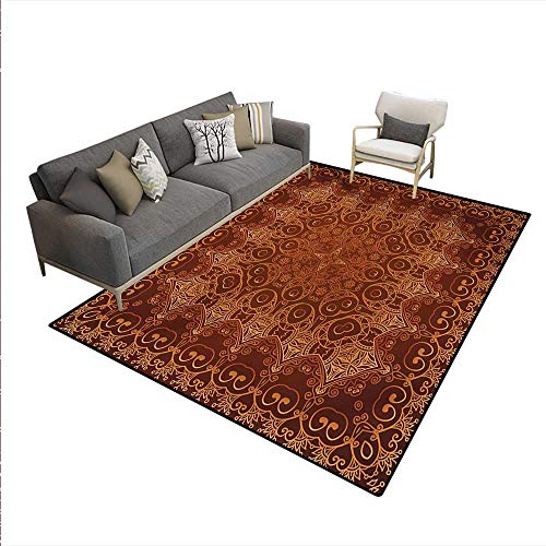 Rug,Vintage Lacy Persian Arabic Pattern from Ottoman Empire Palace Carpet Style Art,Area Carpet,Orange Brown,5'x6'