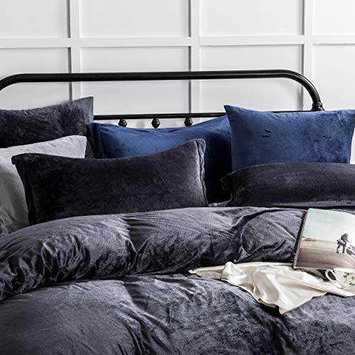 NTBAY Velvet Queen Flannel Duvet Cover Set, 3 Pieces Zippered Comforter