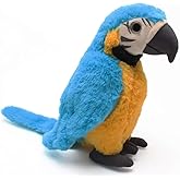 Levenkeness Macaw Parrot Plush, Blue Bird Stuffed Animal Plush Toy Doll Gifts for Kids 9.8"