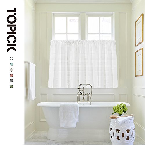 1 Pair White Tier Curtains For Kitchen 24 Cafe Curtains Water