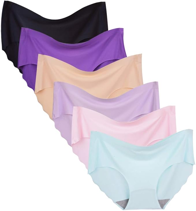 Buankoxy 6 Pack Women's Invisible Seamless MidRise Panties No Show Knickers Laser Cut Hipster