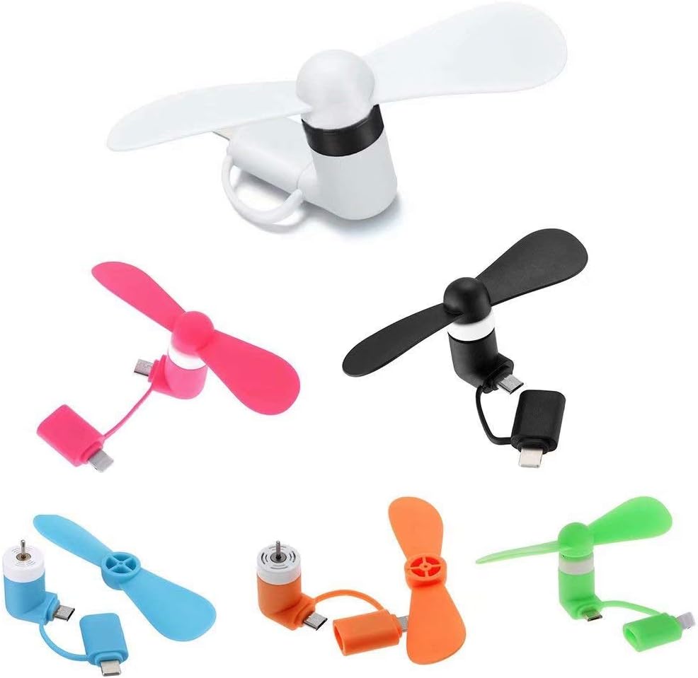 JahyShow 2 in 1 Mini Cell Phone Fan, 6 Pack Portable USB Cooling Fan for Android iOS