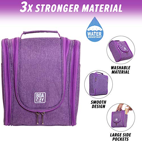 Boacay Premium Hanging Travel Toiletry Bag for Women and Men | Hygiene Bag | Bathroom and Shower Organizer Kit with Elastic Band Holders for Toiletries, Cosmetics, Makeup, Brushes