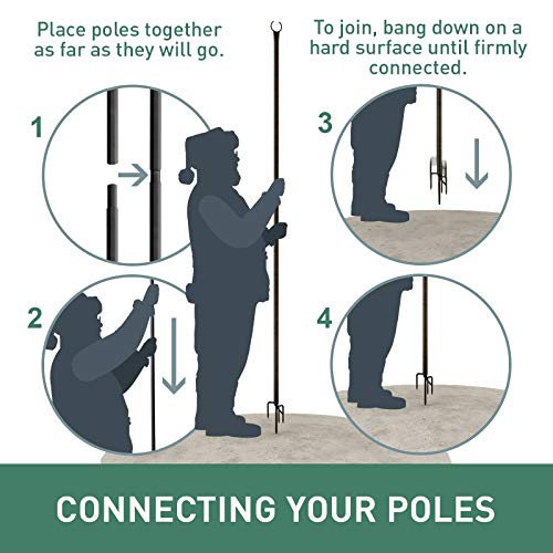 Holiday Styling String Light Poles for Outdoors (1 x 9ft) Push Down Middle to Stay Strong Straight and Sturdy with LED Hanging Solar Bulbs for House Garden Cafe Wedding Party - Thumbnail 2